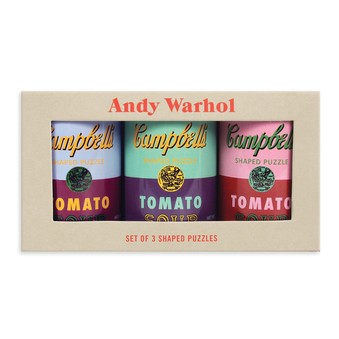 Andy Warhol Soup Cans Set of 3 Shaped Puzzles in Tins Set of 3 Shaped Puzzles in Tins Andy Warhol Collection 