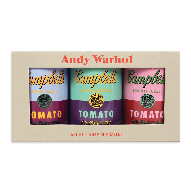 Andy Warhol Soup Cans Set of 3 Shaped Puzzles in Tins Set of 3 Shaped Puzzles in Tins Andy Warhol Collection 