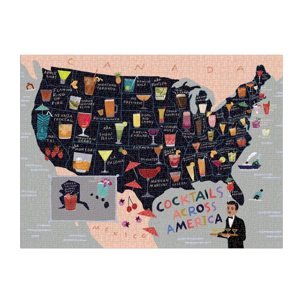 Anne Bentley Cocktail Map Of The USA 1000 Piece Puzzle 1000 Piece Puzzles Galison 