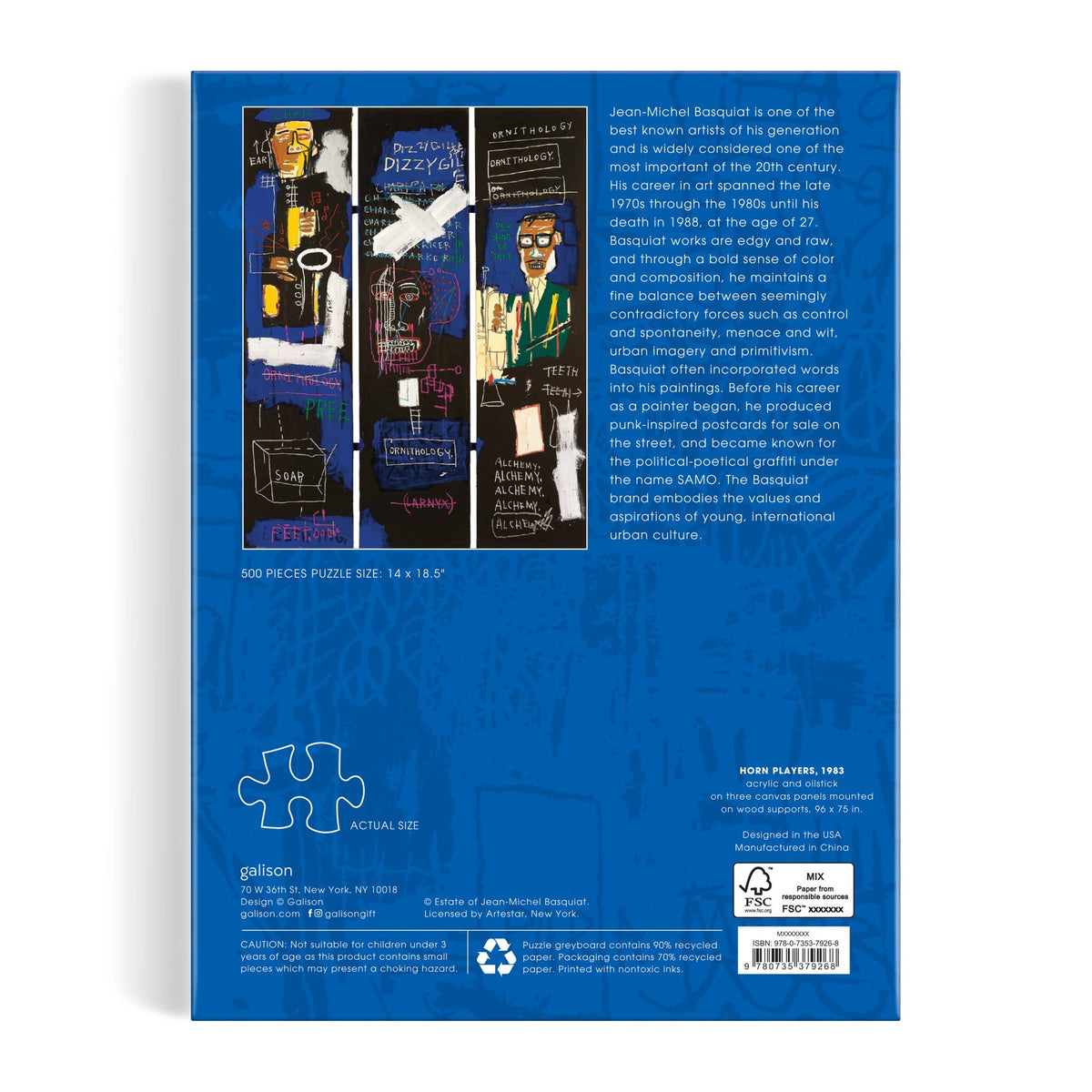 Basquiat Horn Players 500 Piece Book Puzzle Jean-Michel Basquiat 