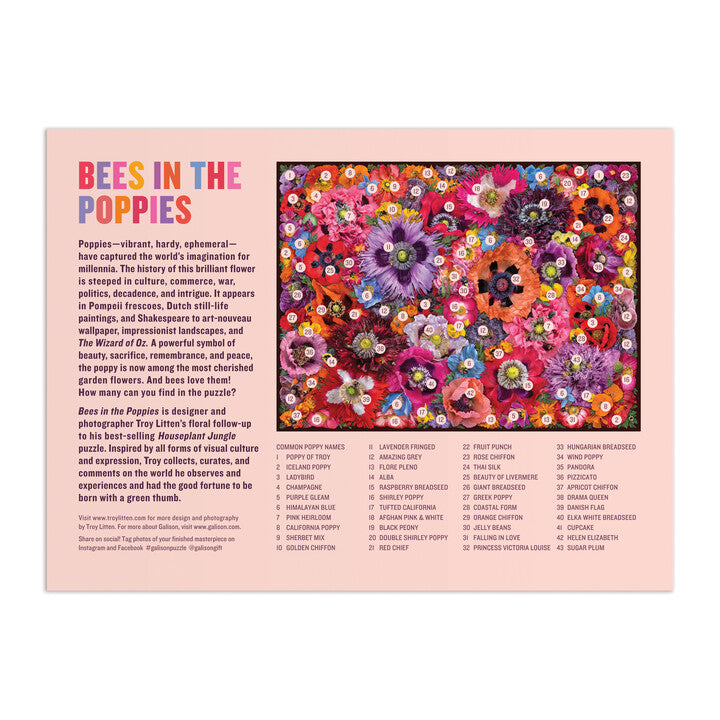 Bees in the Poppies 1000 Piece Puzzle Puzzles Troy Litten 