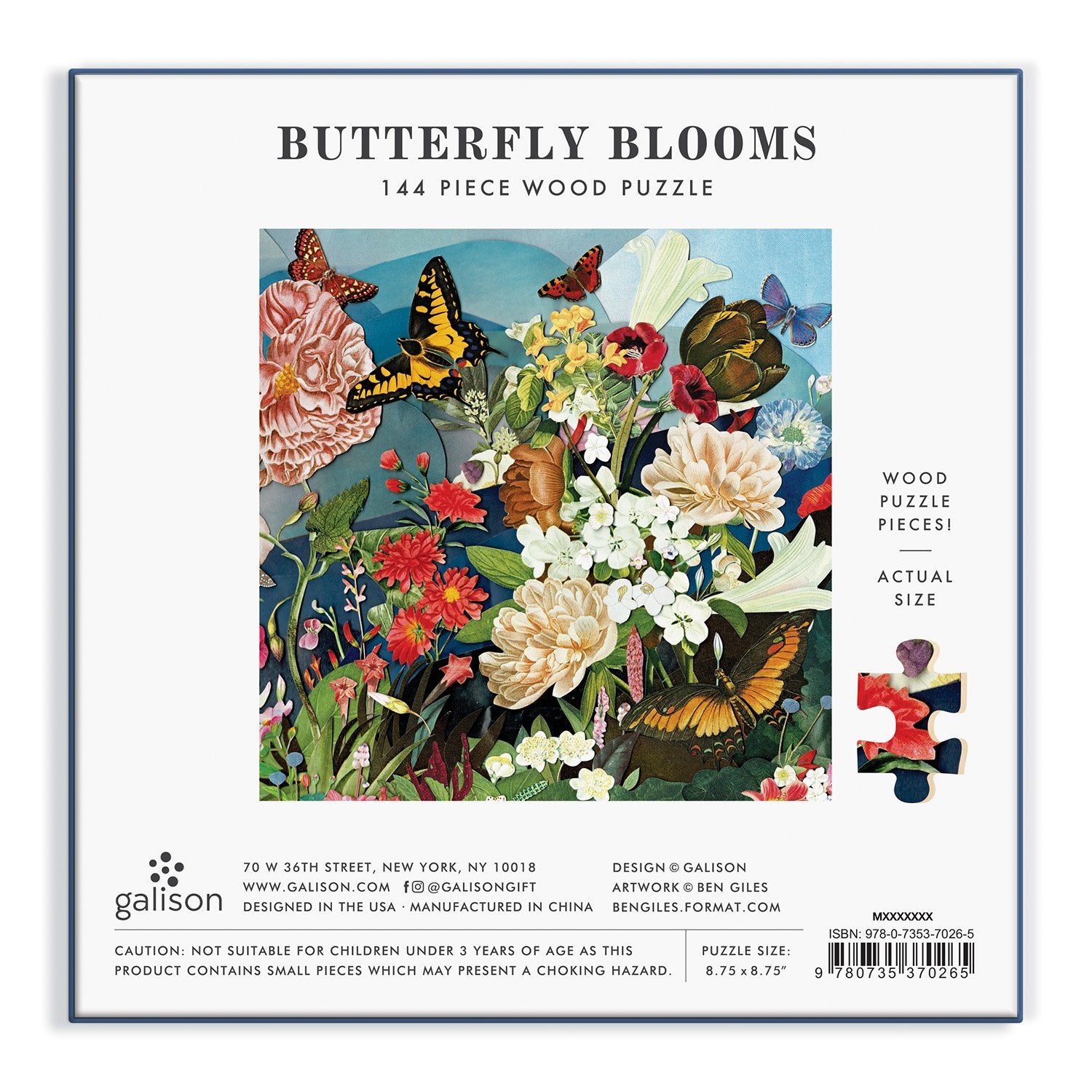 Butterfly Blooms 144 Piece Wood Puzzle | Galison