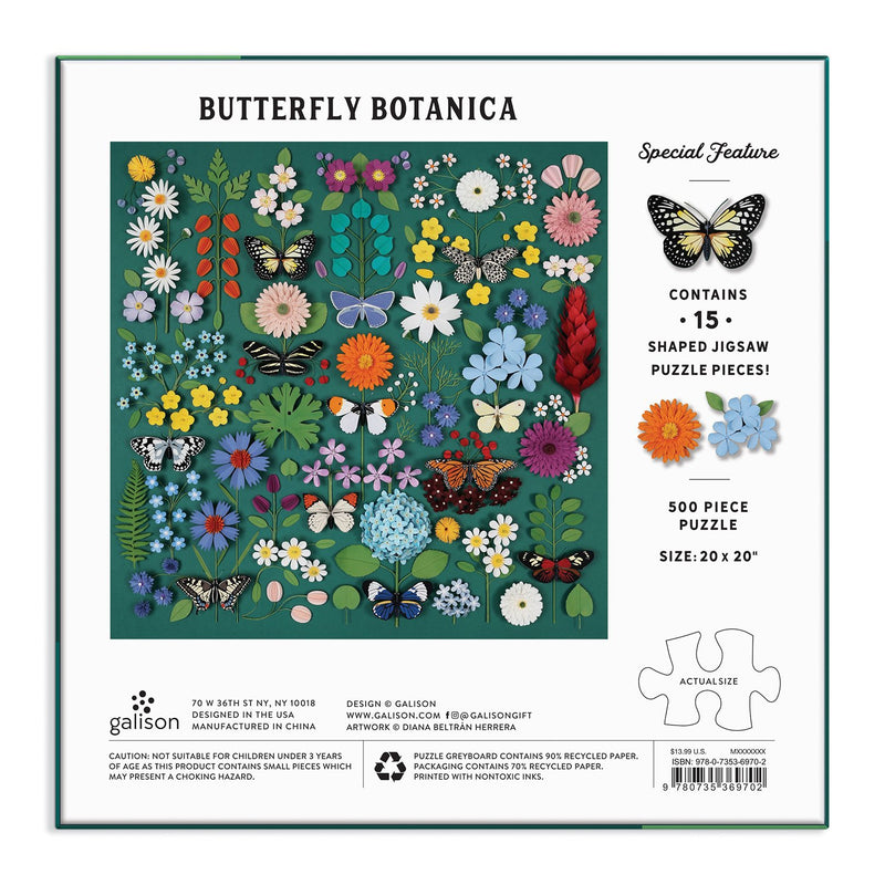 Butterfly Botanica 500 Piece Puzzle with Shaped Pieces 500 Piece Puzzles Diana Beltran Herrera 