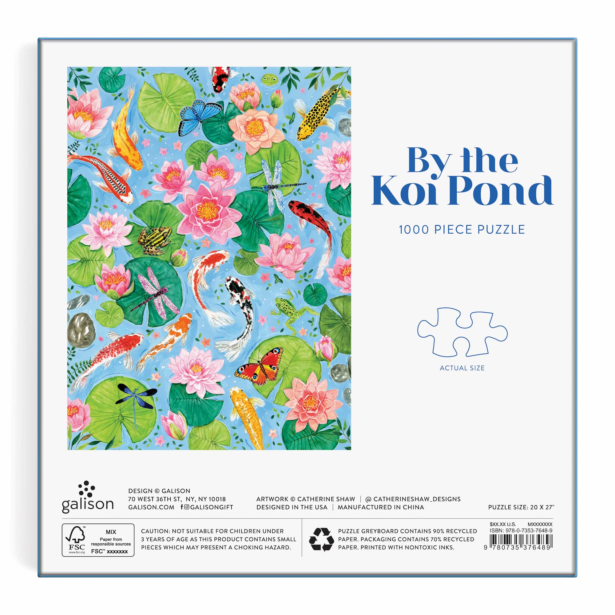 By The Koi Pond 1000 Piece Puzzle in Square Box – Galison
