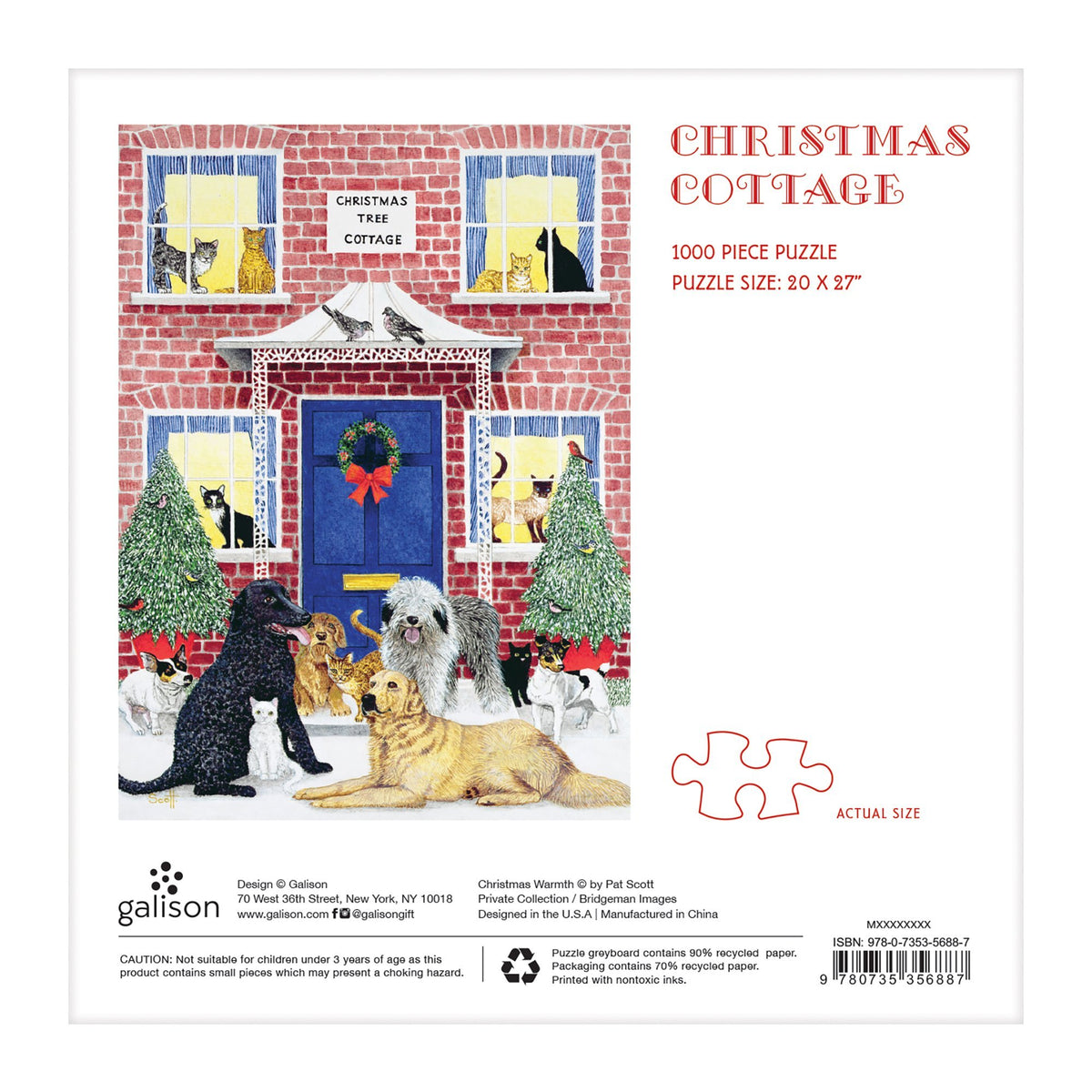 Christmas Cottage Square Boxed 1000 Piece Puzzle Holiday 1000 Piece Puzzles Galison 