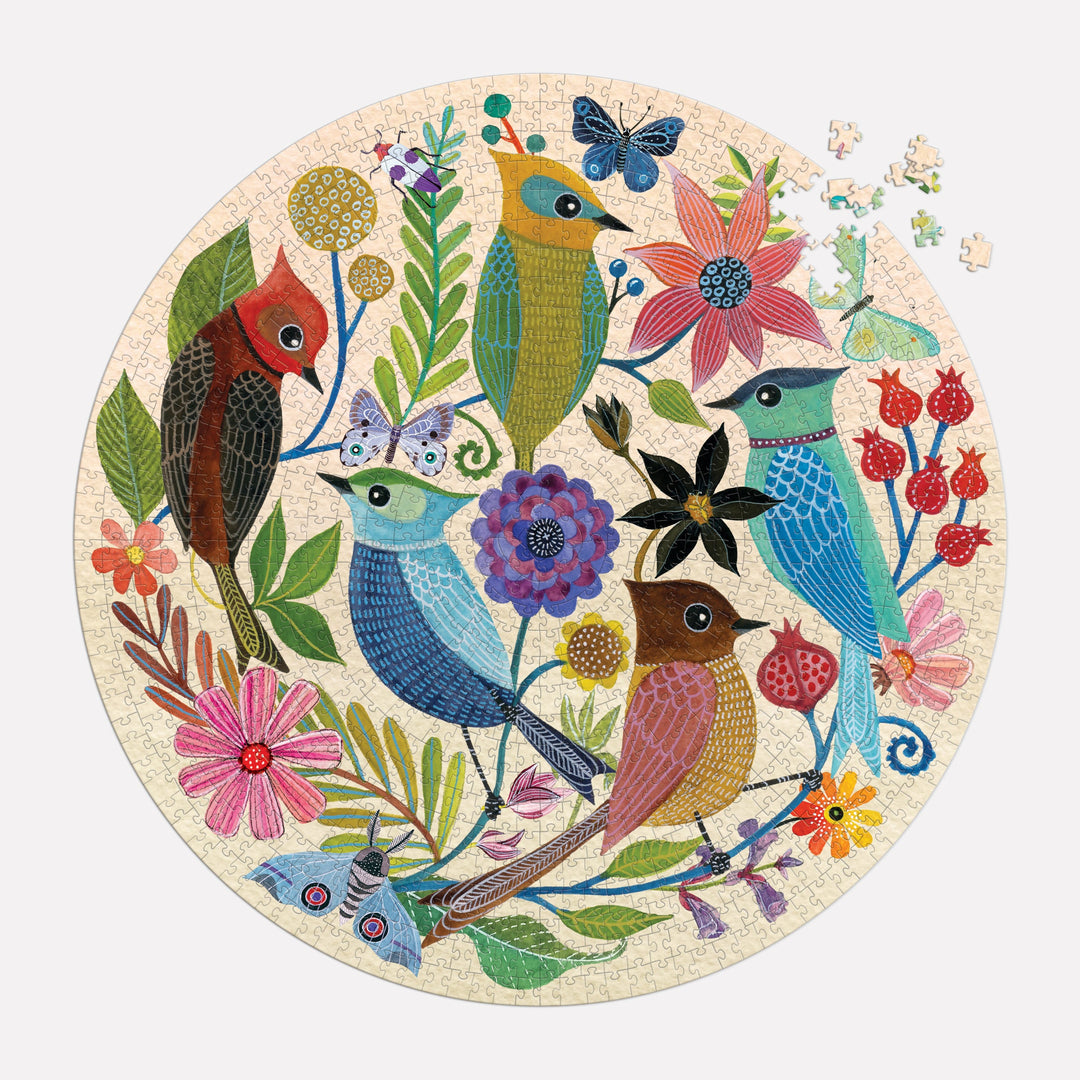 Circle of Avian Friends 1000 Piece Round Puzzle Galison 