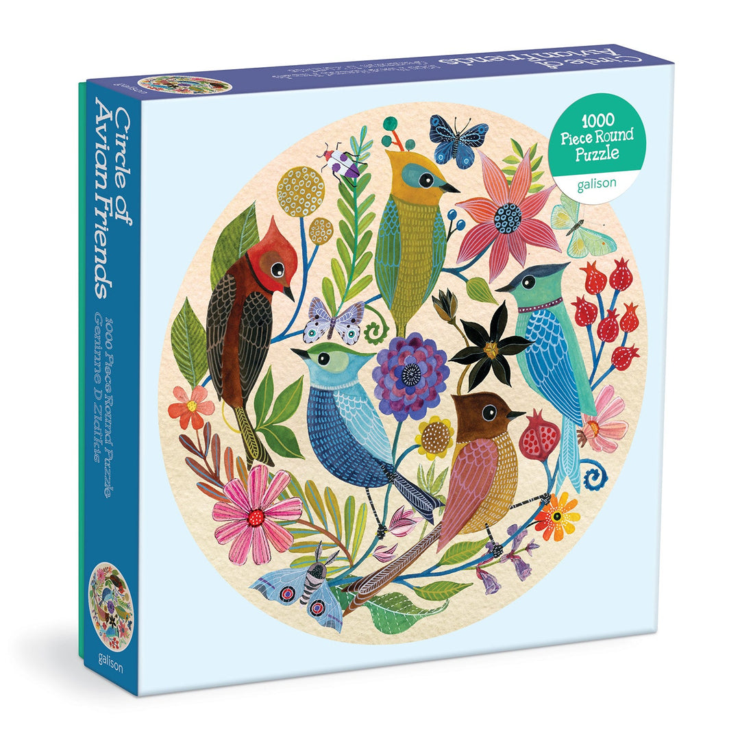 Circle of Avian Friends 1000 Piece Round Puzzle Galison 