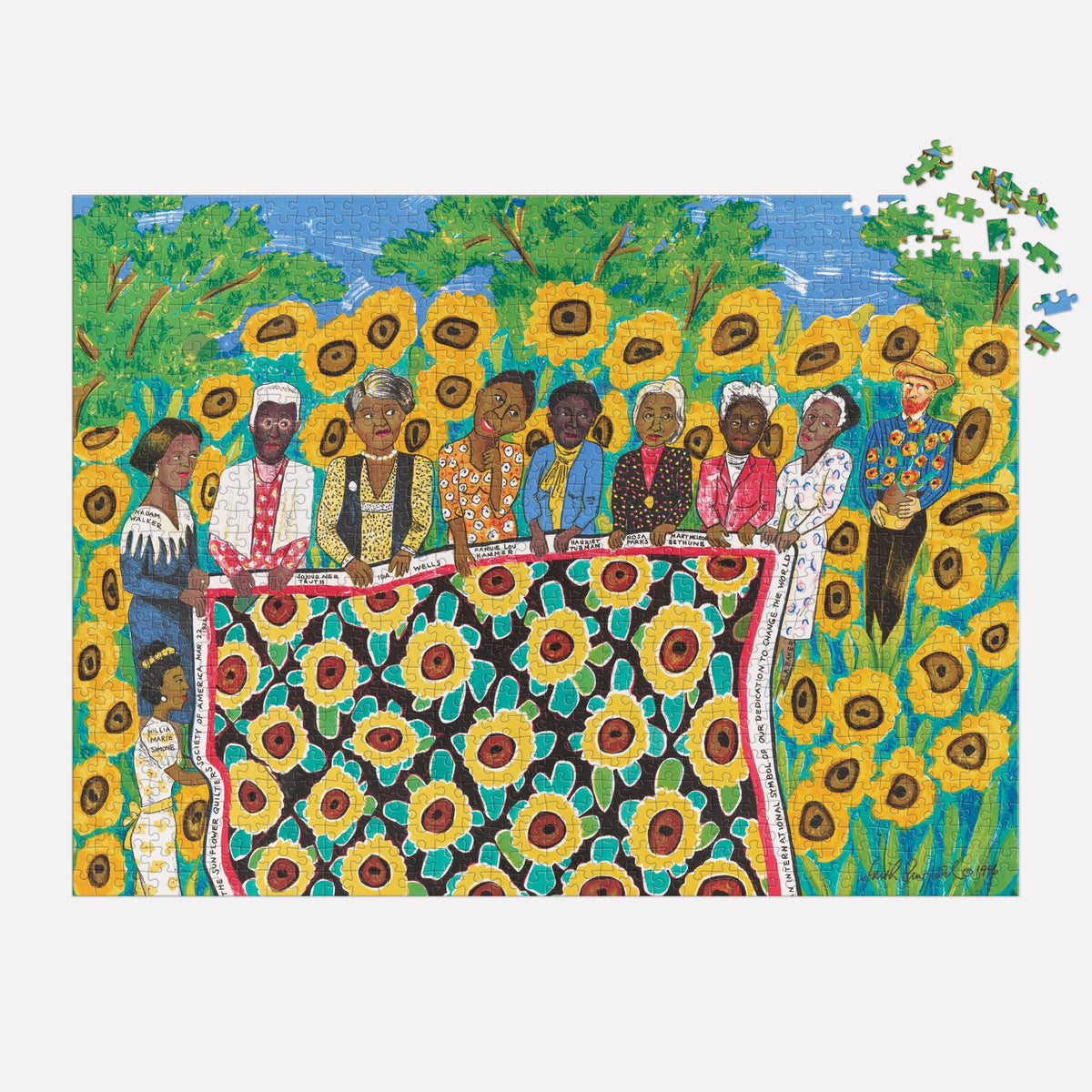 Faith Ringgold The Sunflower Quilting Bee at Arles 1000 Piece Jigsaw Puzzle 1000 Piece Puzzles Faith Ringgold 
