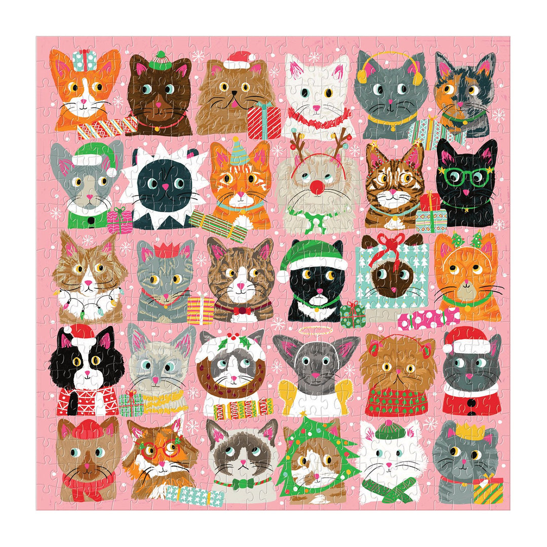 Festive Furballs 500 Piece Jigsaw Puzzle holiday 500 Piece Puzzles Galison 