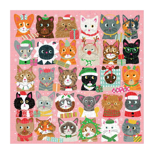 Festive Furballs 500 Piece Jigsaw Puzzle holiday 500 Piece Puzzles Galison 