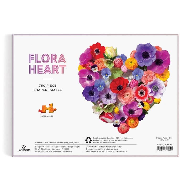Flora Heart 750 Piece Shaped Puzzle Galison 