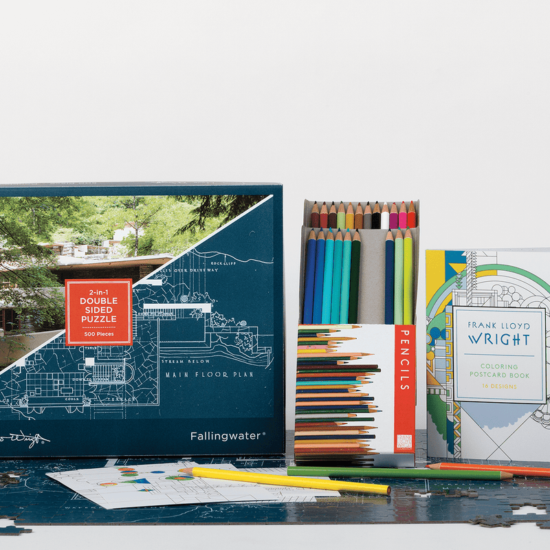 Frank Lloyd Wright Colored Pencil Set with Sharpener Pens and Pencils Galison 