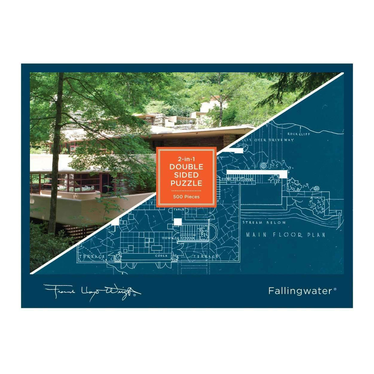 Frank Lloyd Wright Fallingwater 2-sided 500 Piece Puzzle 2-sided 500 Piece Puzzles Galison 