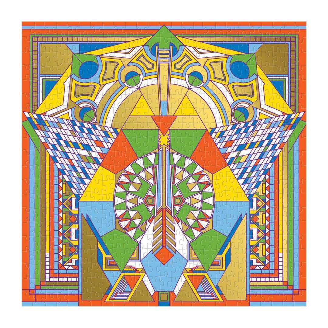 Frank Lloyd Wright Imperial Hotel Peacock Rug 500 Piece Foil Puzzle Foil Puzzles Galison 