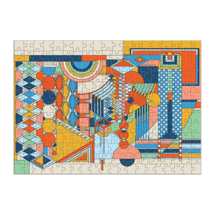 Frank Lloyd Wright Imperial Hotel Stone Wall Mural 250 Piece Wood Puzzle Games Jonathan Adler 
