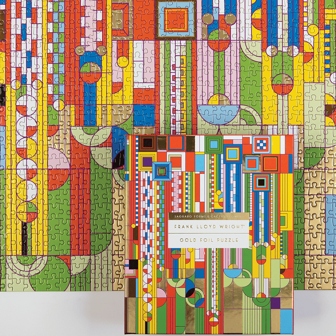 Frank Lloyd Wright Saguaro Cactus And Forms Foil Stamped 1000 Piece Puzzle Foil Puzzles Galison 
