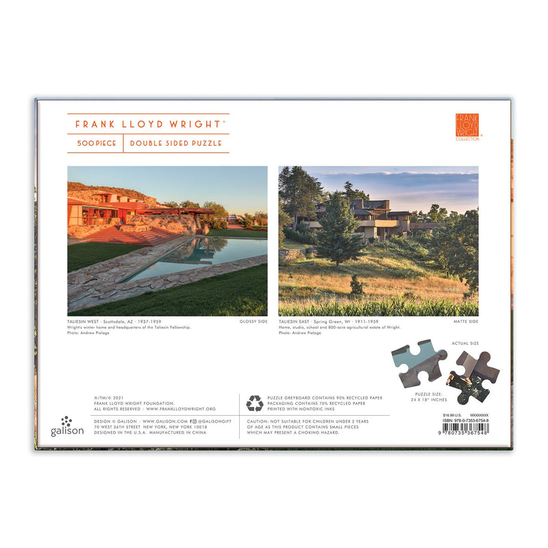 Frank Lloyd Wright Taliesin and Taliesin West 500 Piece Double-Sided Puzzle Double Sided 500 Piece Puzzle Frank Lloyd Wright Collection 