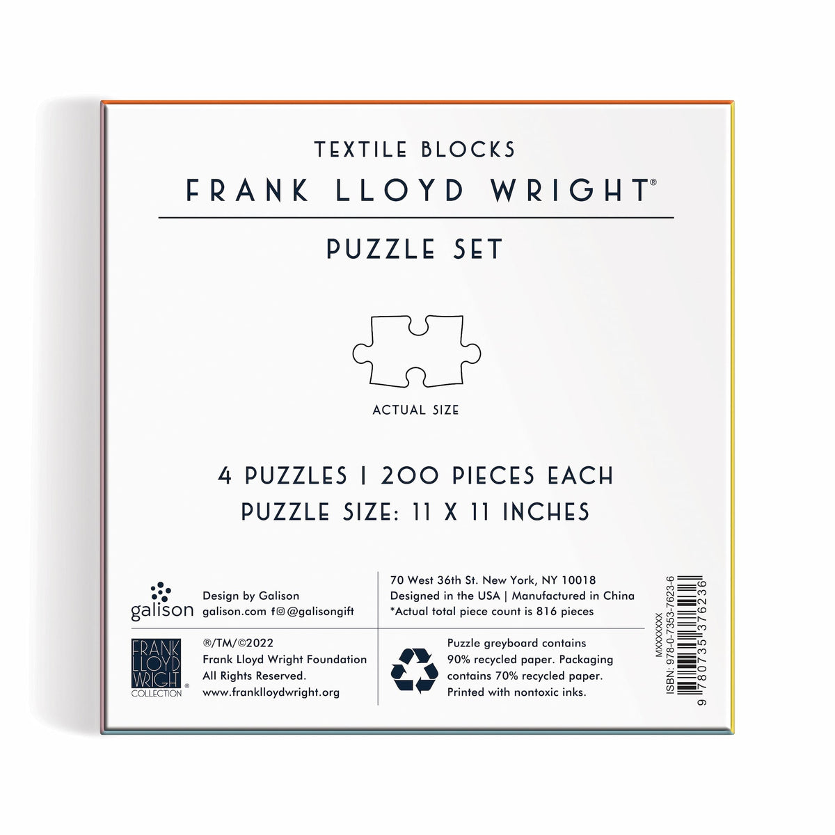 Frank Lloyd Wright Textile Blocks Set of 4 Puzzles Frank Lloyd Wright 