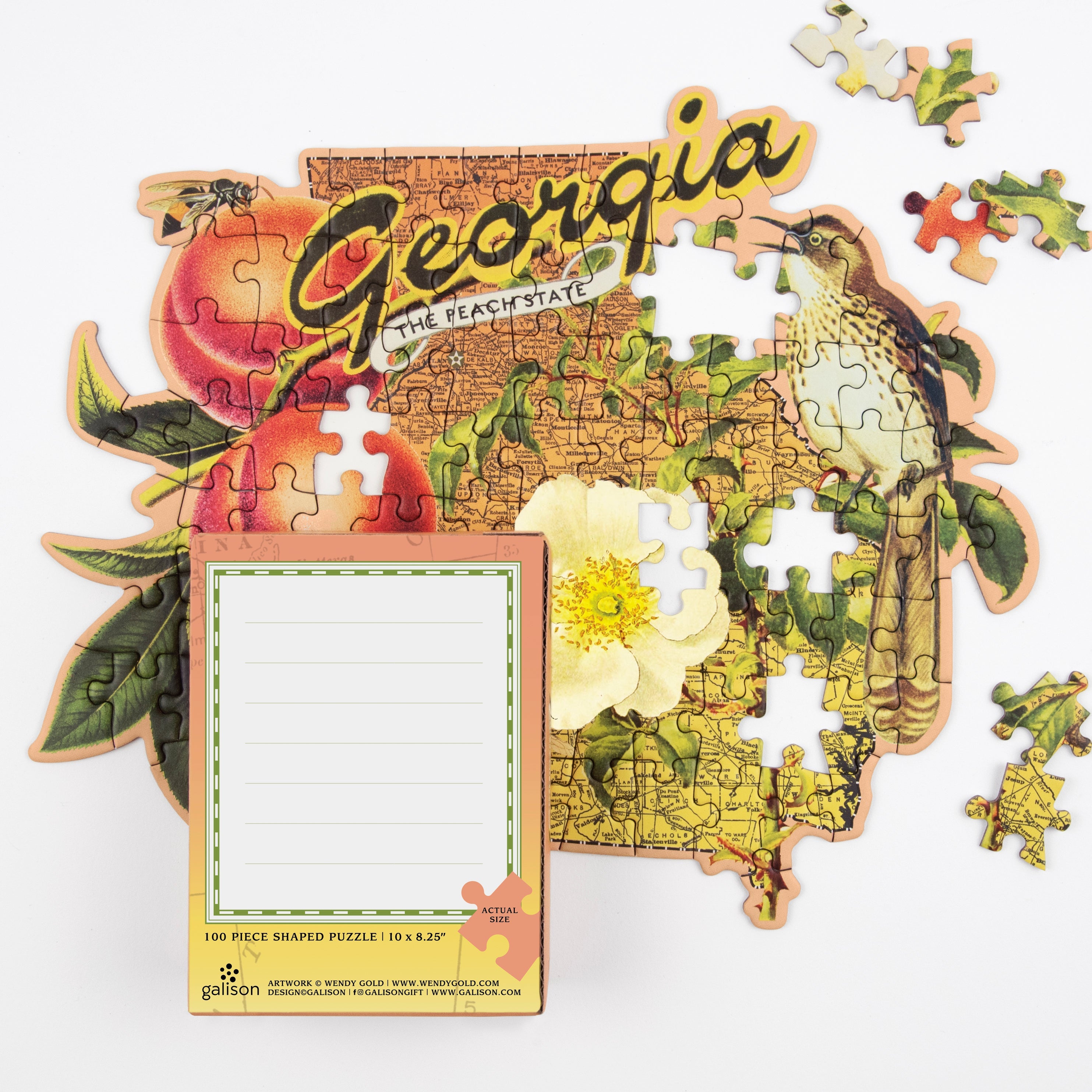 Georgia Mini Shaped Puzzle | 100-Piece Jigsaw | Galison
