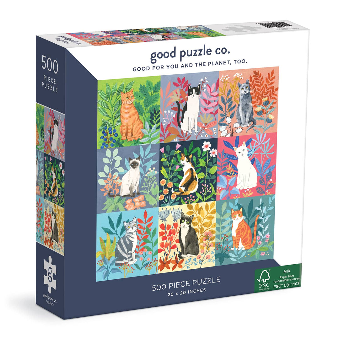 Good Puzzle Co. Cats and Flowers 500pc Puzzle 500 Piece Puzzles Galison 