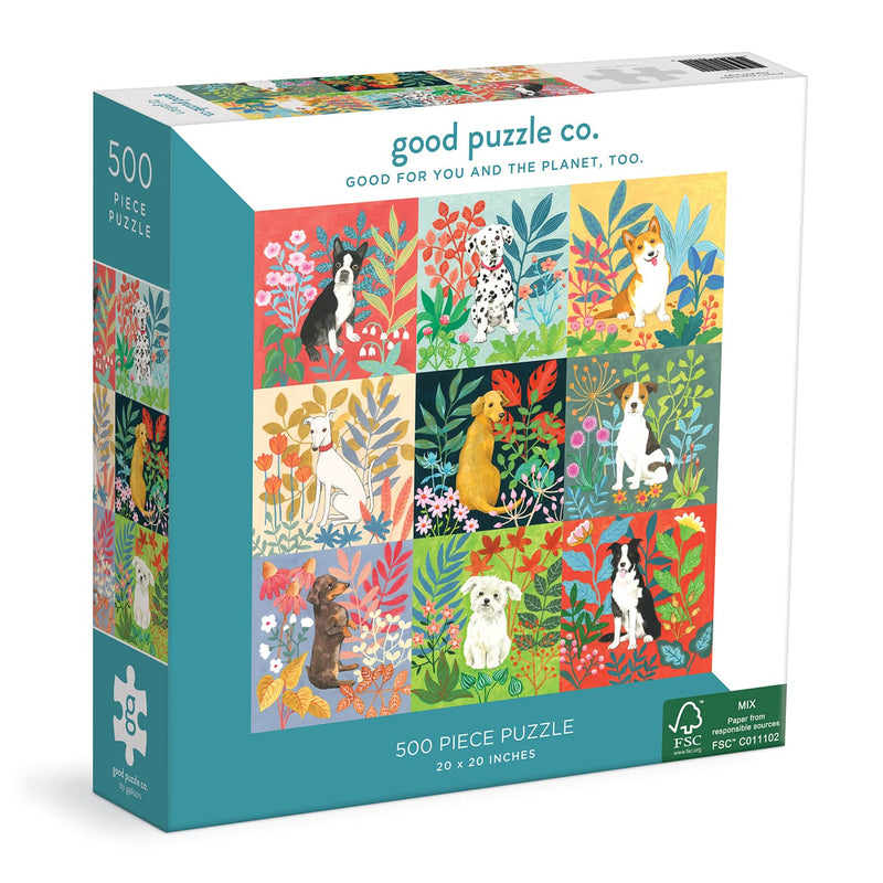 Good Puzzle Co. Dogs and Flowers 500pc Puzzle 500 Piece Puzzles Galison 