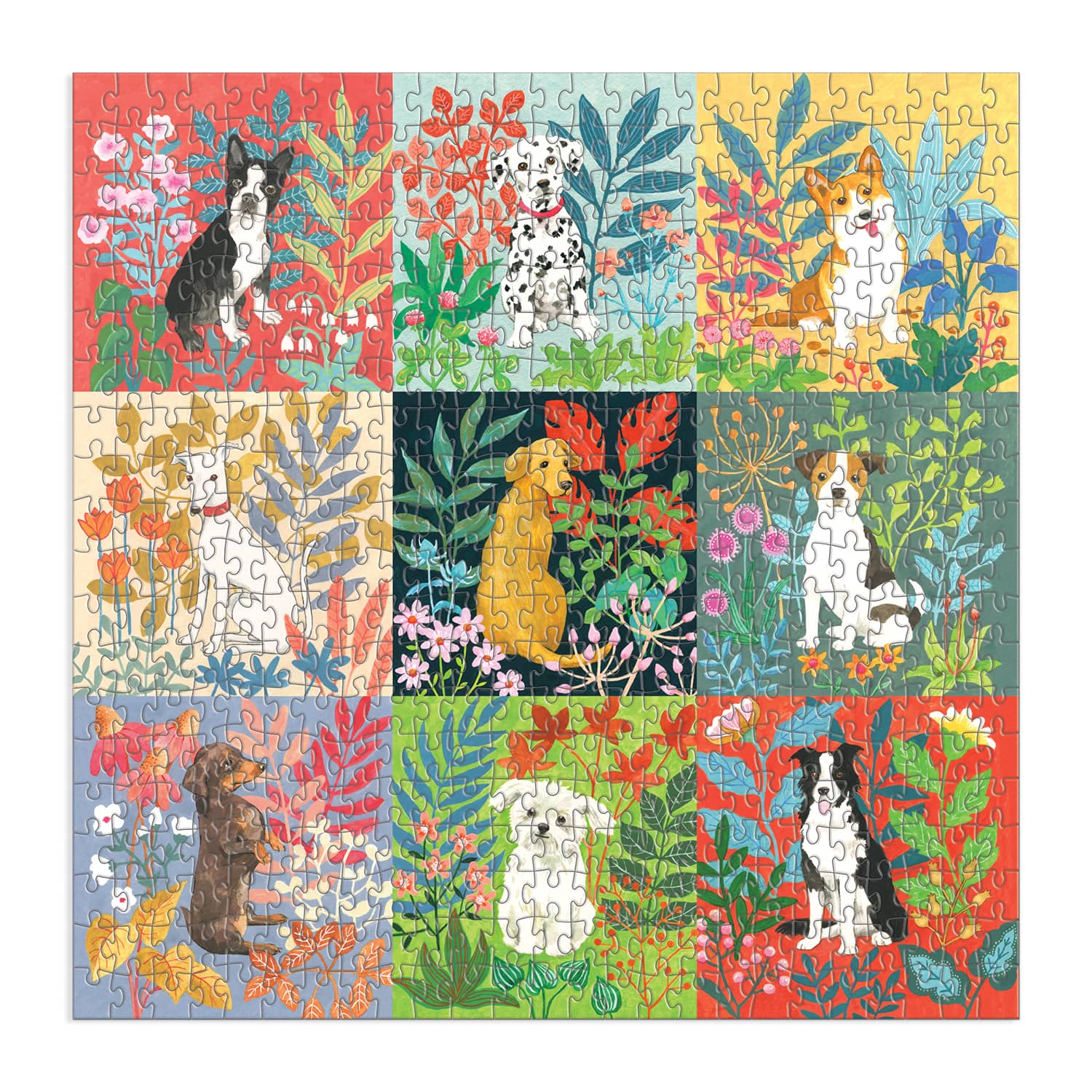 Good Puzzle Co. Dogs and Flowers 500pc Puzzle – Galison