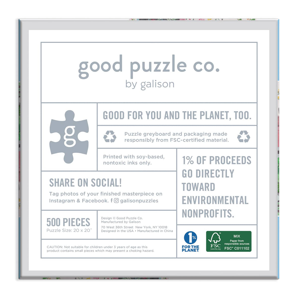 Good Puzzle Co. Outdoor Garden 500pc Puzzle 500 Piece Puzzles Galison 