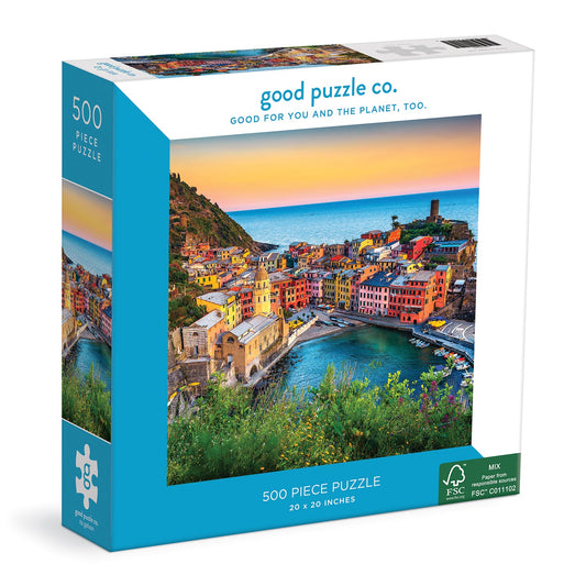 Good Puzzle Co. Sunset at Cinque Terre 500pc Puzzle 500 Piece Puzzles Galison 