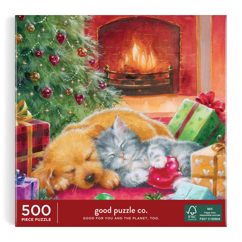 Good Puzzle Co. Warm by the Fireplace 500pc Puzzle 500 Piece Puzzles Galison 