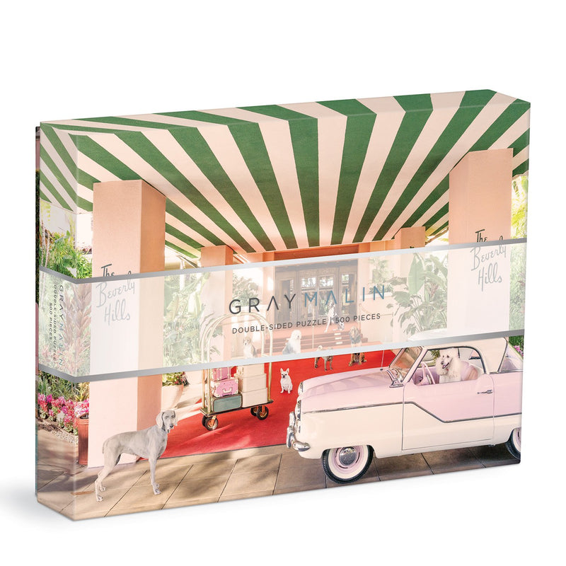 Gray Malin The Dogs at the Beverly Hills Hotel 500 Piece Double-Sided Puzzle Jigsaw Puzzles gray malin 