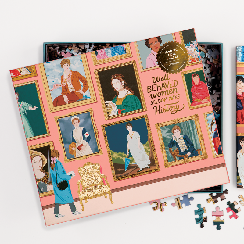 Galison Herstory Museum 1000-Piece Foil Jigsaw Puzzle - Famous Women Art Gold Foil Puzzle