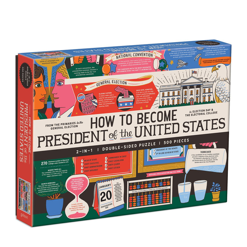 How to Become President of the United States 500 Piece Double-Sided Puzzle Double Sided 500 Piece Puzzle Galison 