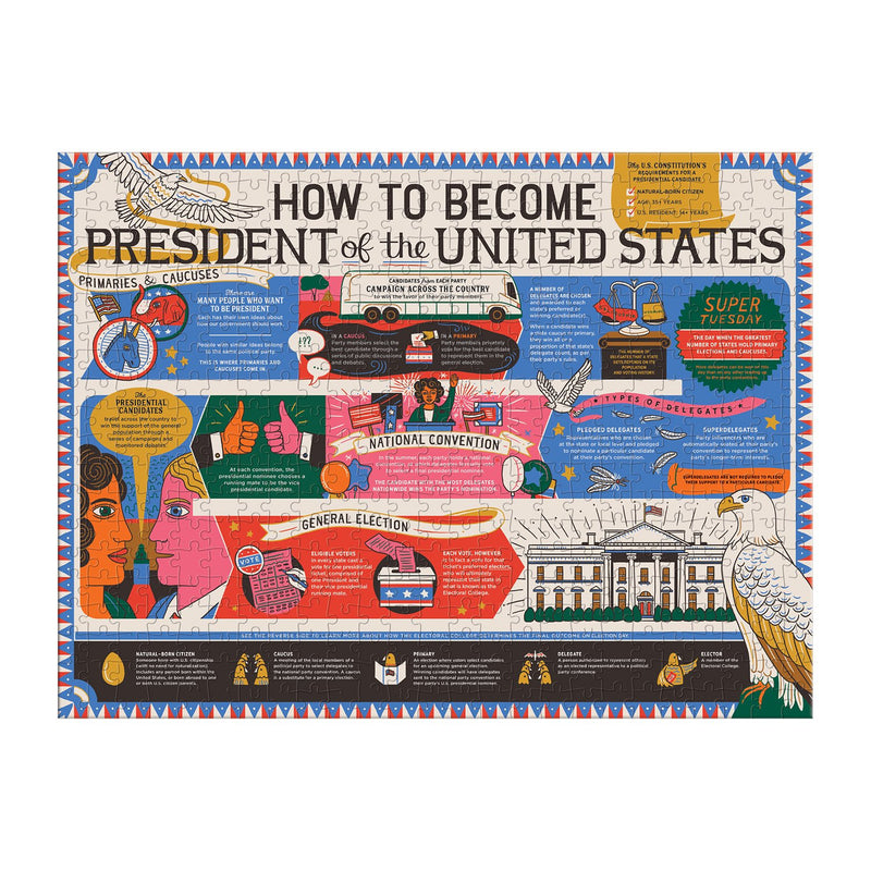 How to Become President of the United States 500 Piece Double-Sided Puzzle Double Sided 500 Piece Puzzle Galison 