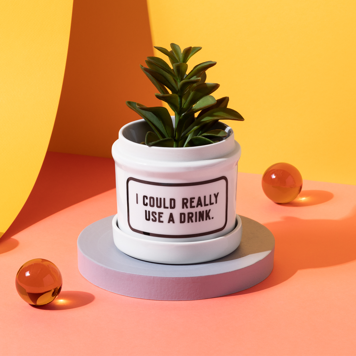 I Could Really Use A Drink Planter w/ Drip Tray Planter w/ Drip Tray Brass Monkey 