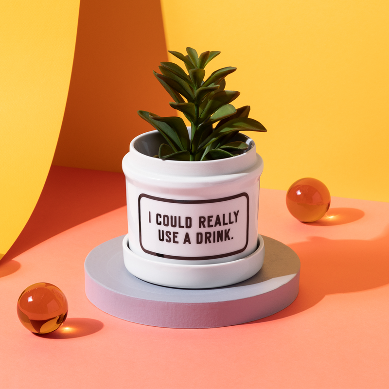 I Could Really Use A Drink Planter w/ Drip Tray Planter w/ Drip Tray Brass Monkey 