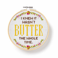 I Knew It Wasn't Butter Cross Stitch Kit Brass Monkey 