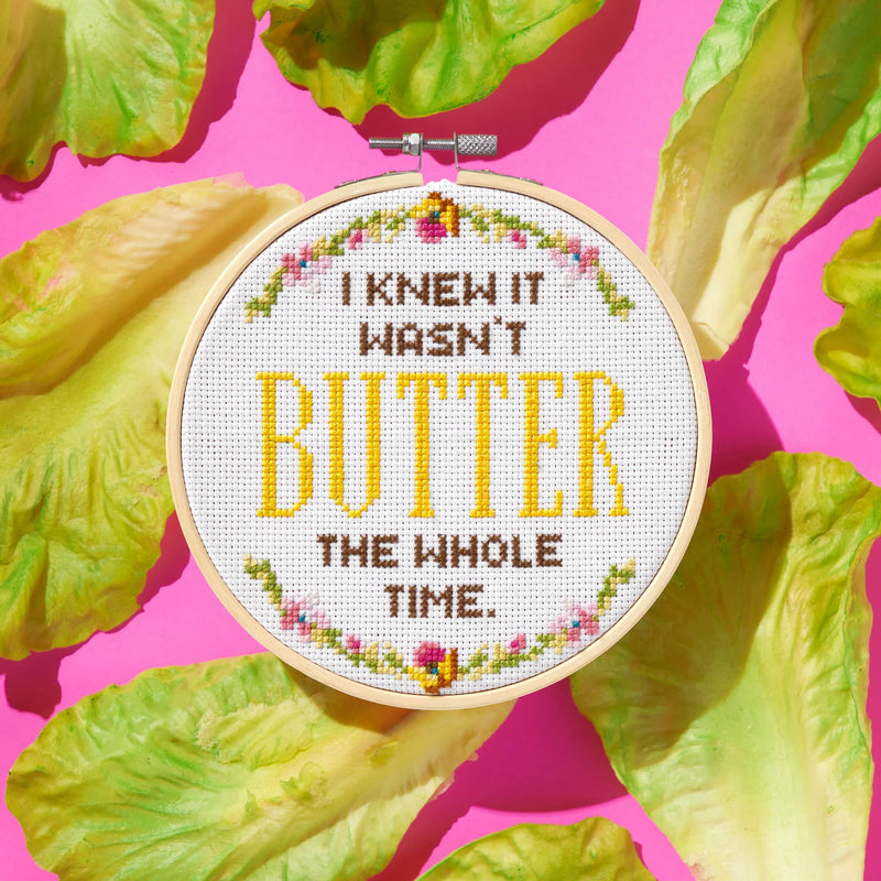 I Knew It Wasn't Butter Cross Stitch Kit Brass Monkey 