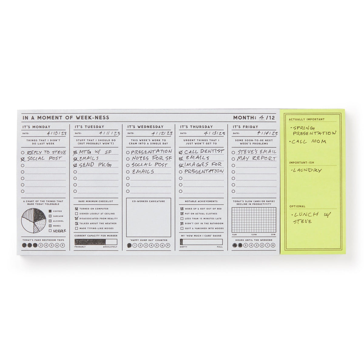 In a Moment of Weekness Weekly Planner Pad Memo Pads Brass Monkey 