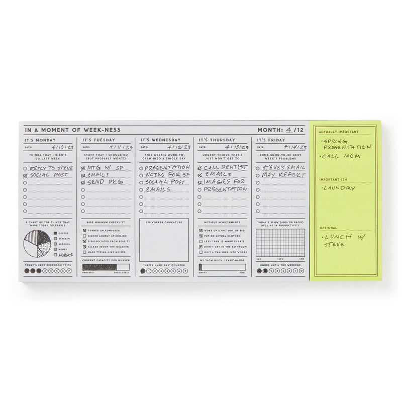 In a Moment of Weekness Weekly Planner Pad Memo Pads Brass Monkey 