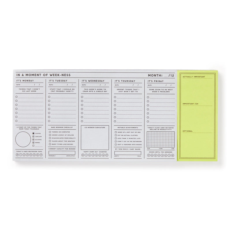 In a Moment of Weekness Weekly Planner Pad Memo Pads Brass Monkey 