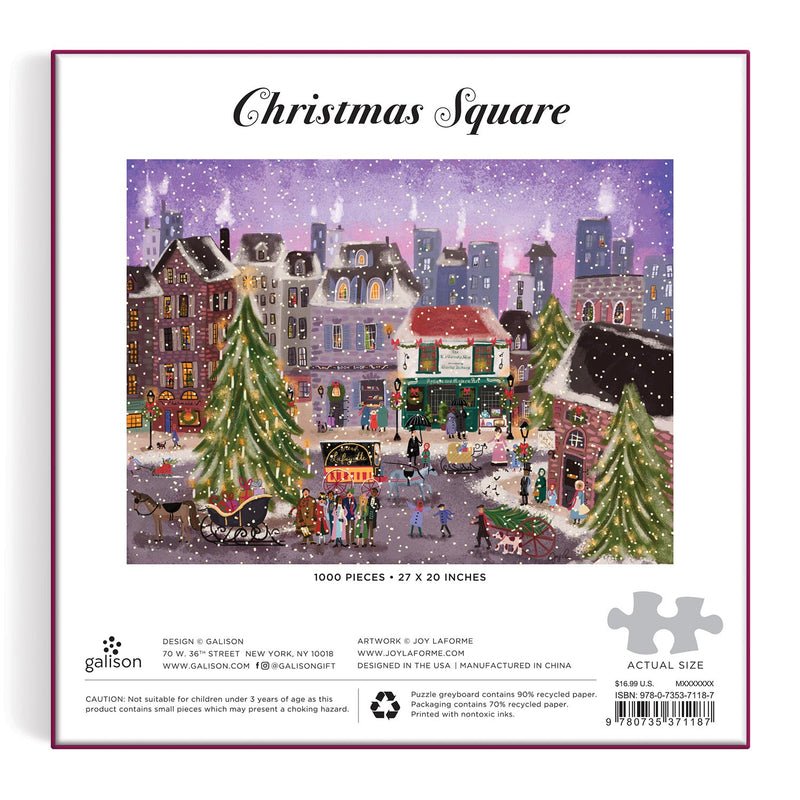 Joy Laforme Christmas Square 1000 Piece Puzzle in Square Box Galison 
