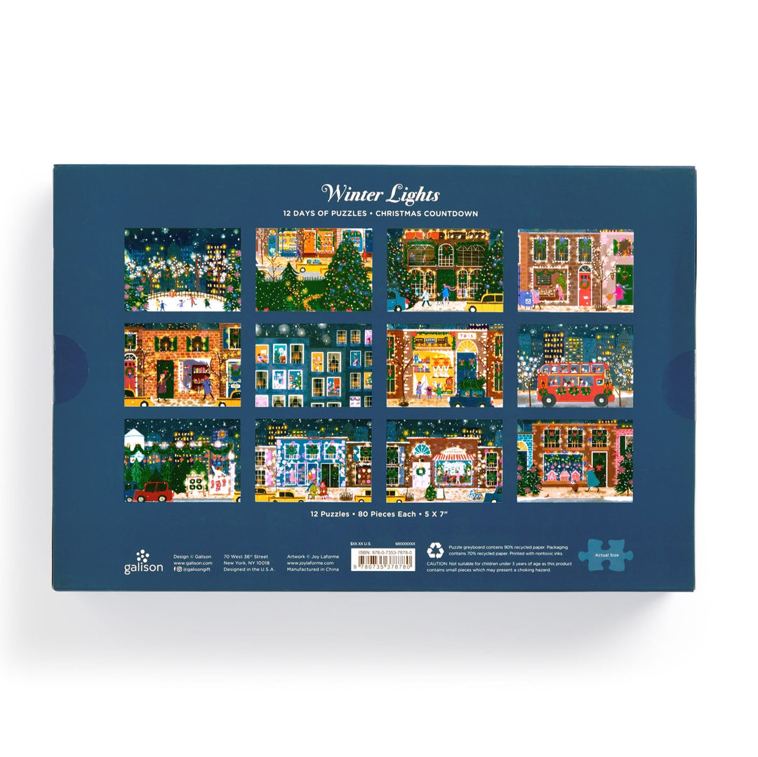 Joy Laforme Winter Lights 12 Days of Puzzles Holiday Countdown Galison