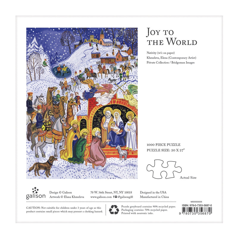 Joy To The World Square Boxed 1000 Piece Puzzle Holiday 1000 Piece Puzzles Galison 