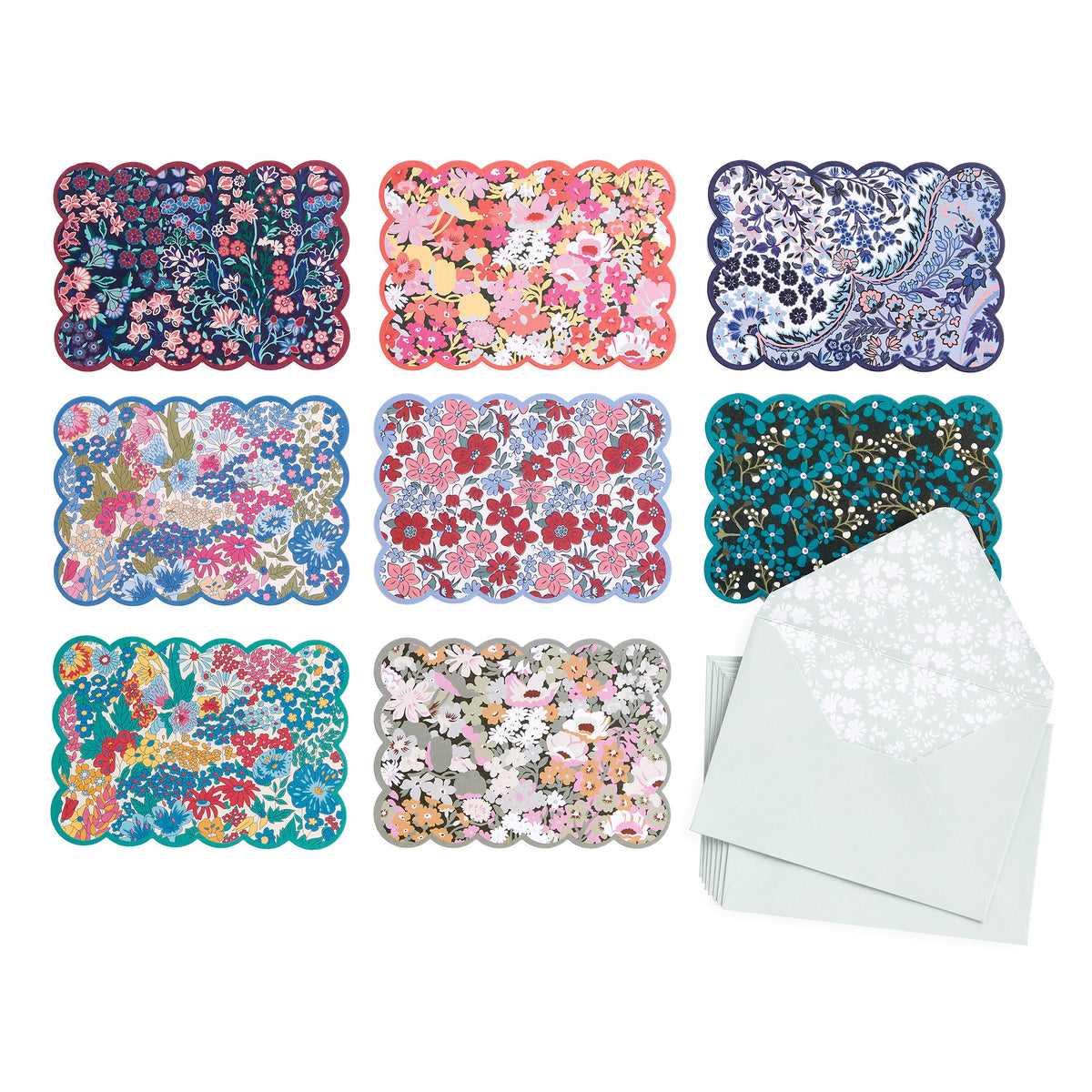 Liberty Scalloped Shaped Notecard Set Stationery Liberty London 