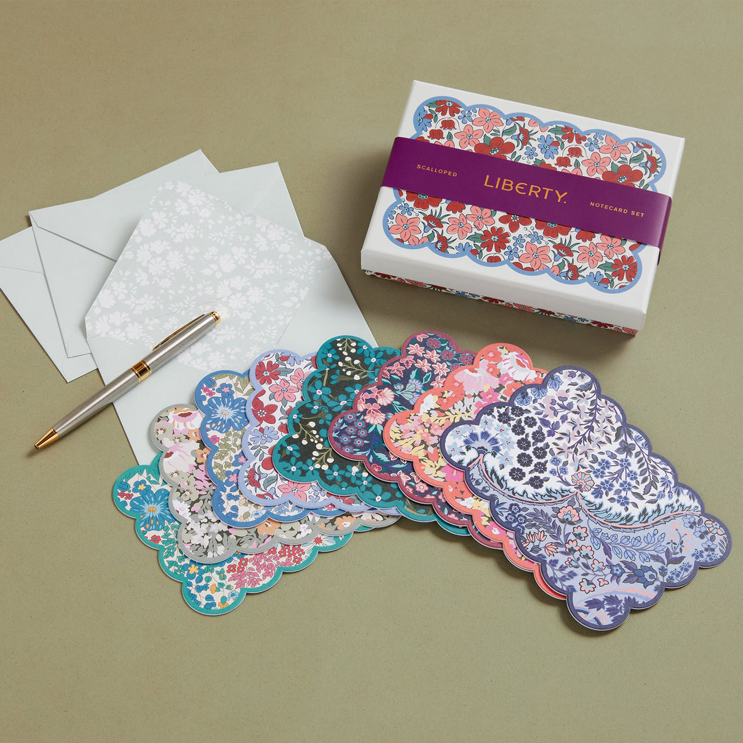 Liberty Scalloped Shaped Notecard Set Stationery Liberty London 