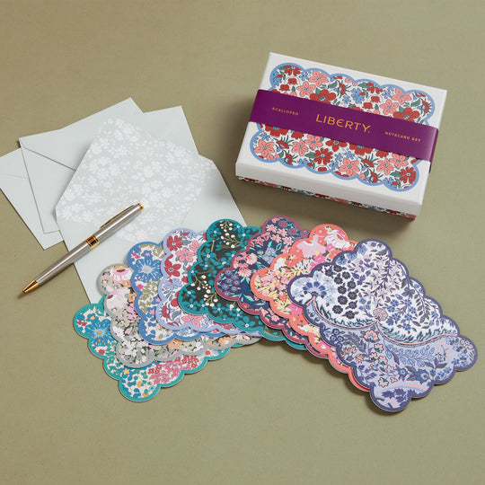 Liberty Scalloped Shaped Notecard Set Stationery Liberty London 