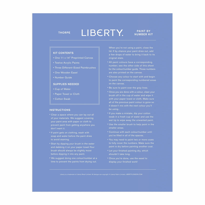 Liberty Thorpe 11 x 14 Paint By Number Kit Liberty London 