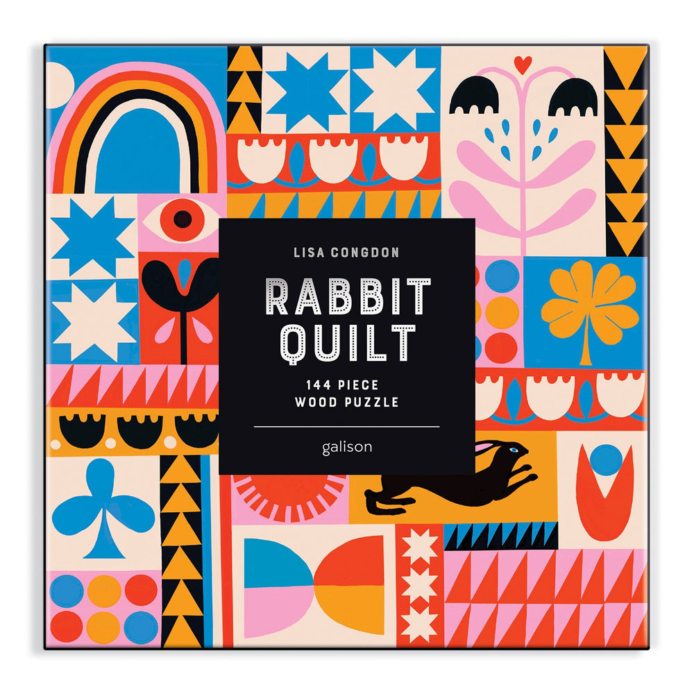 Lisa Congdon Rabbit Quilt 144 Piece Wood Puzzle Wooden Puzzles Lisa Congdon 