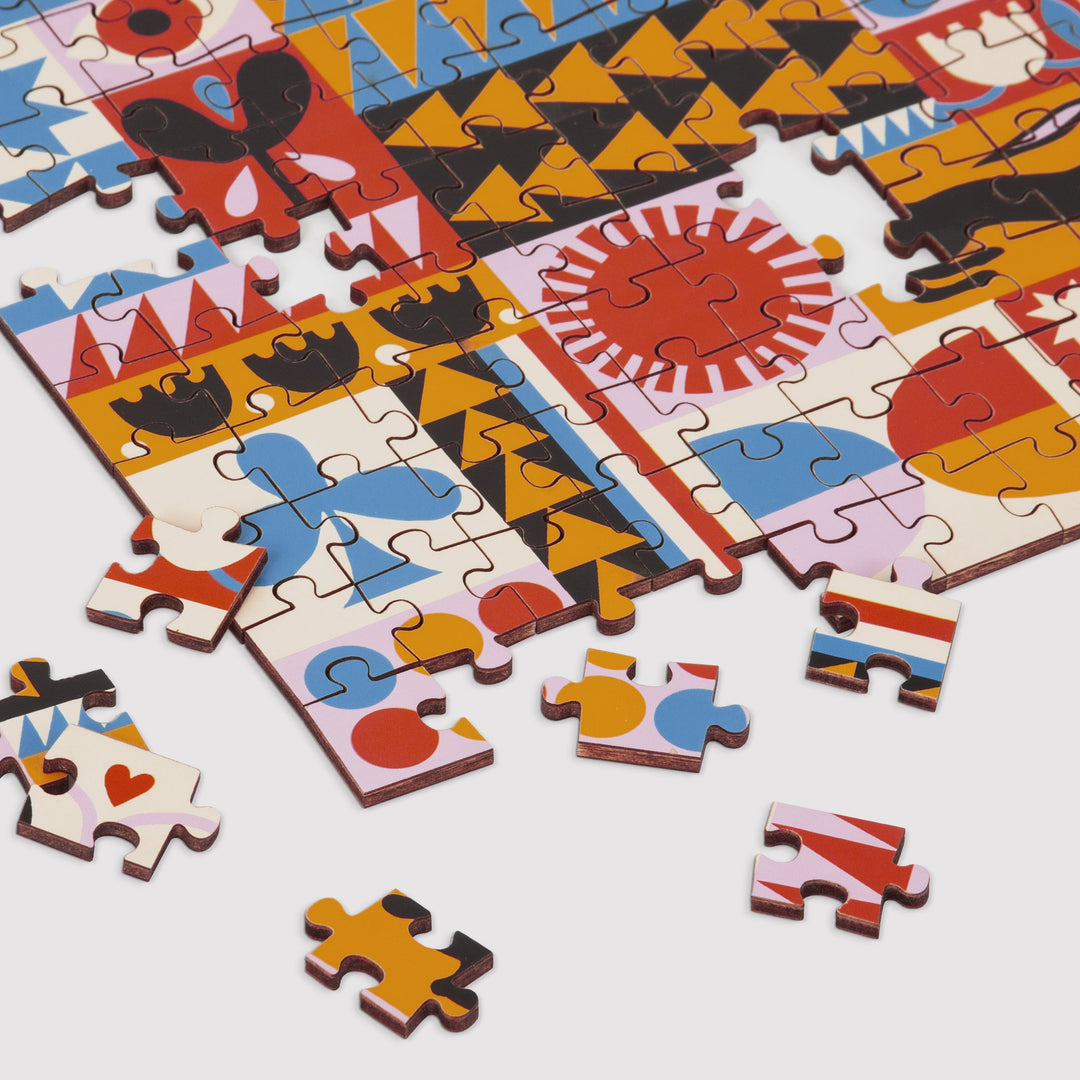Lisa Congdon Rabbit Quilt 144 Piece Wood Puzzle Wooden Puzzles Lisa Congdon 