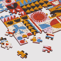 Lisa Congdon Rabbit Quilt 144 Piece Wood Puzzle Wooden Puzzles Lisa Congdon 